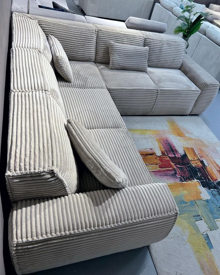 Luxury L-Shaped Corduroy Sectional Sofa